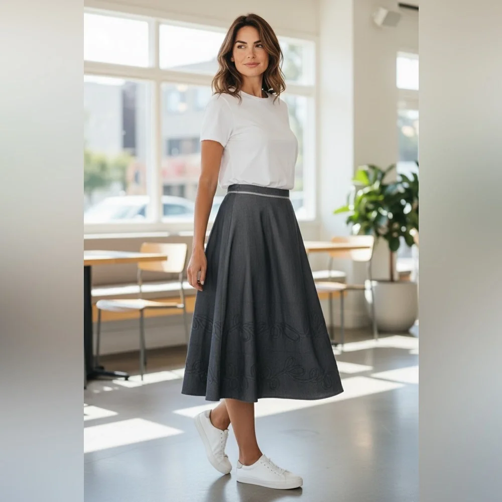 Emanuel Ungaro Linen Blend Embroidered Skirt Size 6 New No Tags - Picture 15 of 16